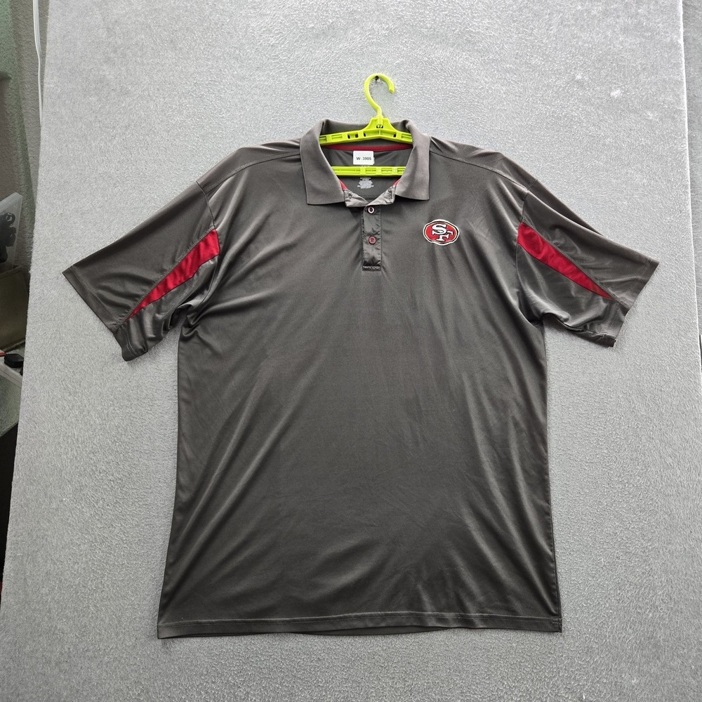 San Francisco 49ers Men Polo 3XLT Gray Embroidered Logo TX3 Cool